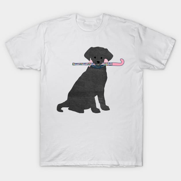 Black Lab Retriever Preppy Madras Field Hockey Dog T-Shirt by emrdesigns